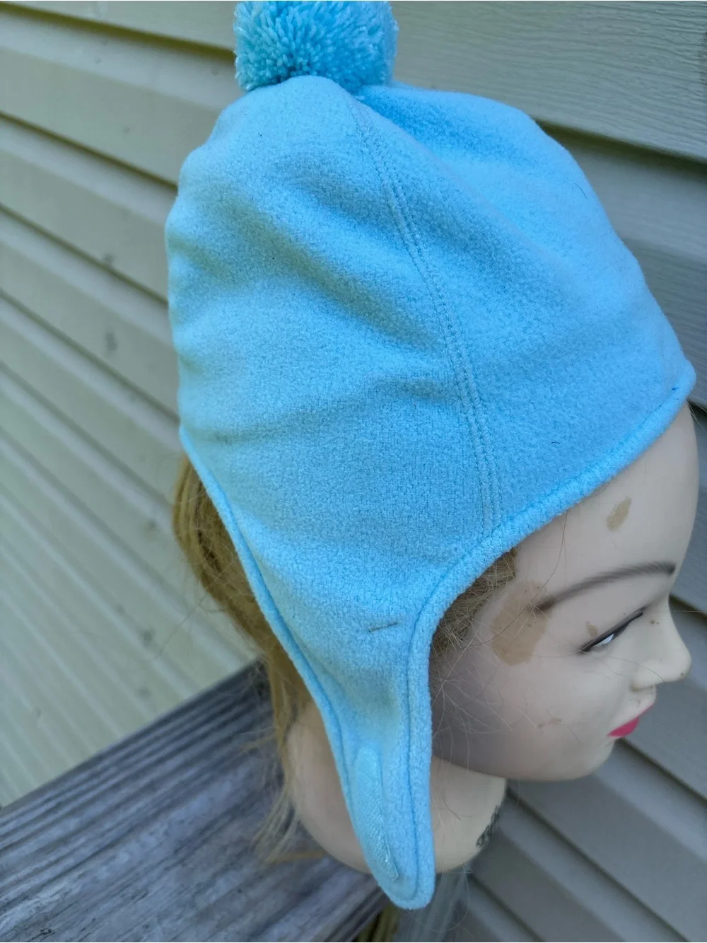 The North Face Kids Light Blue Pom Fleece Beanie